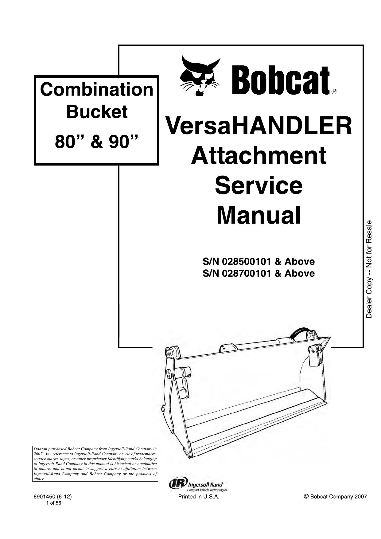 Combination Bucket Service Manual Bobcat